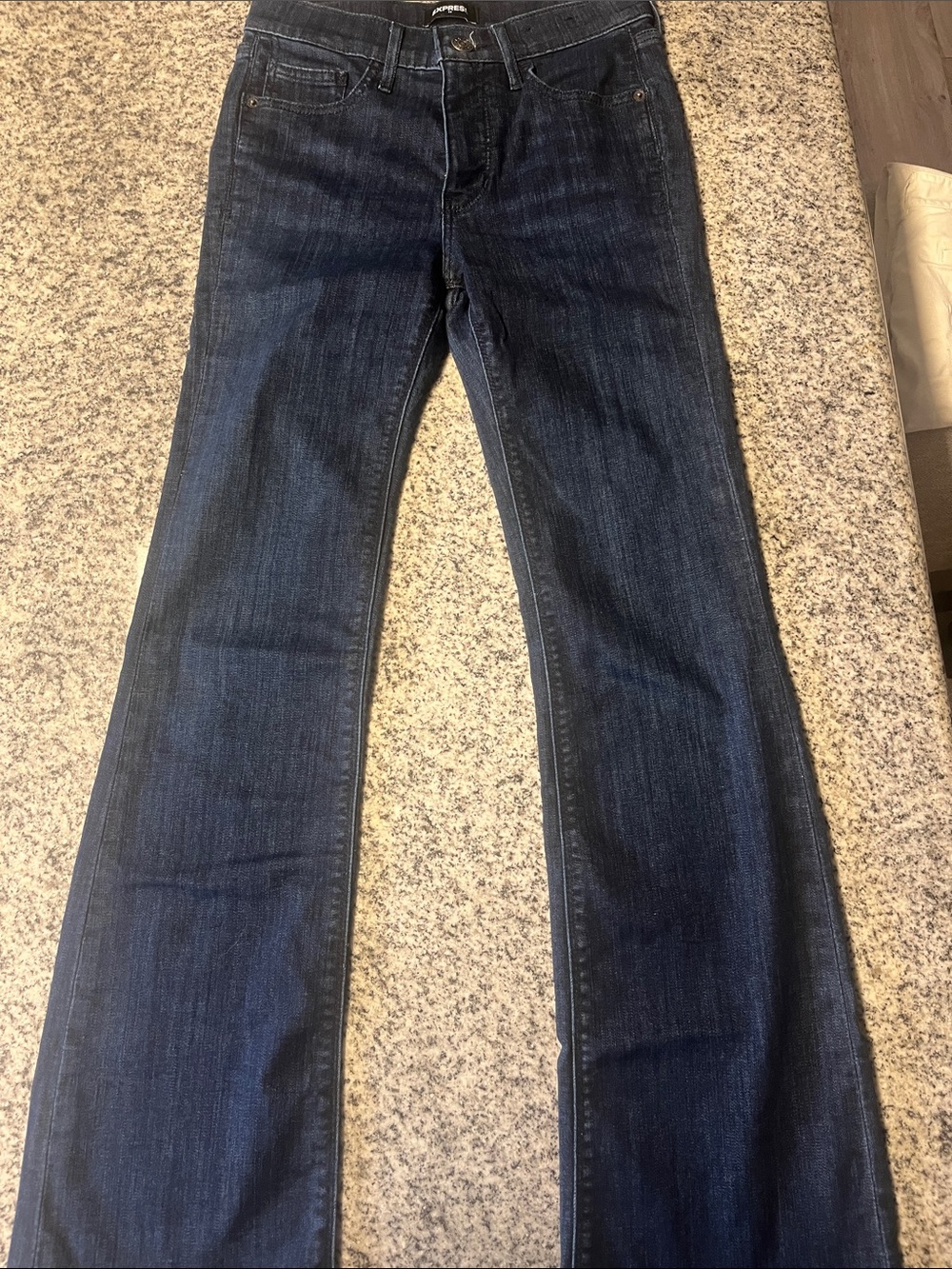 Express Women's Dark Blue Flare Jeans